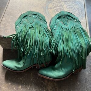 Liberty black turquoise fringe boots